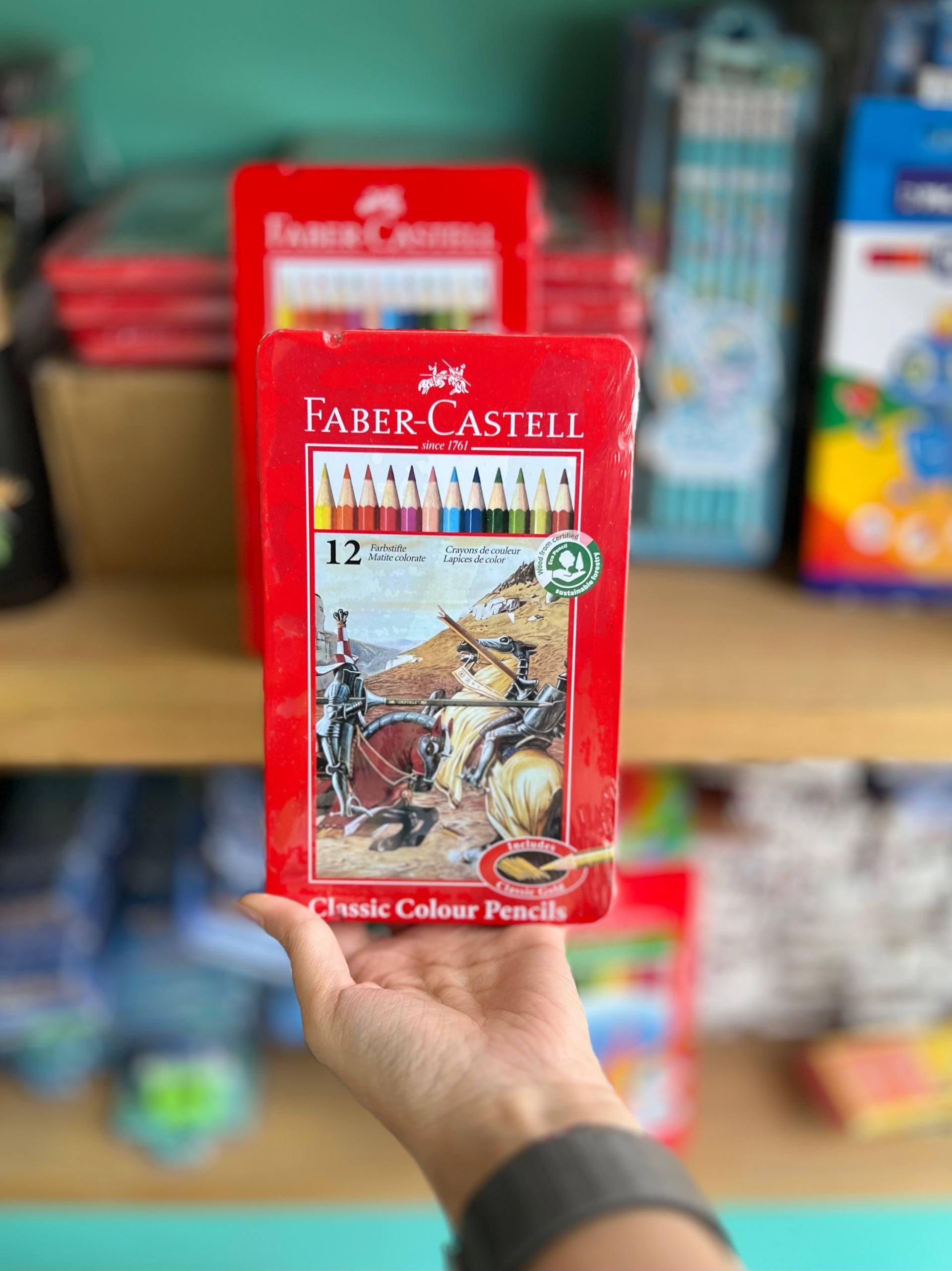 مدادرنگی فابرکاستل کلاسیک 12 رنگ جعبه فلزی